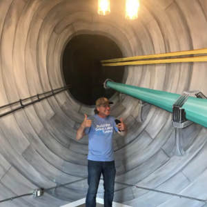 A life-sized mural depicting the interior of the Great Lakes Tunnel 