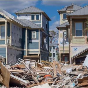 Beach homes as seen in Mexico Beach, Florida, after Category 5 Hurricane Michael swept through the Florida panhandle in 2018. (Photo by Zack Wittman for Direct Relief)