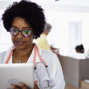 Nurse on tablet