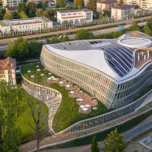 Aerial view of the Olympic House building.