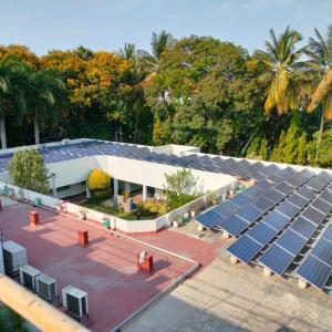 Rows of Solar Panels in Bangalore, India 