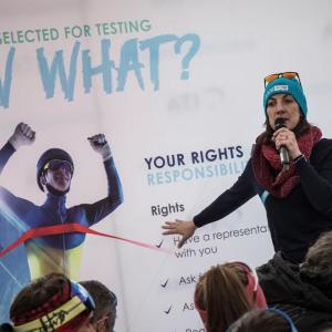 person speaking on a stage