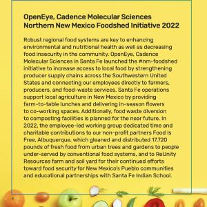 Excerpt "OpenEye, Cadence Molecular Sciences Northern New Mexico Foodshed Initiative 2022."