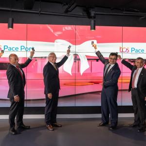 photo from the inauguration of Pace Port (TM) of the digital ribbon cutting