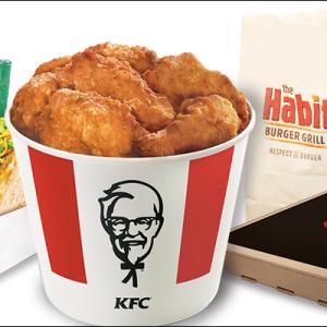 Four different take out containers from different restaurants.