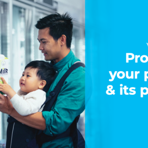 parent with child and "Promoting your product & its package"