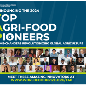 "Announcing the 2024 Top Agri-Food Pioneers" and a collage of profiles.