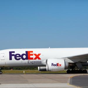 FedEx plane on runway