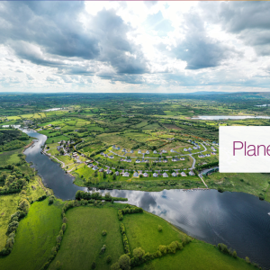 Aerial view of the River Shannon and town.