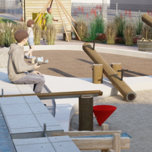 This rendering shows the future outdoor classroom at the Guadalupe School where MPC’s grant will provide a water instruction section to teach students about the concepts of flow, force and cause-and-effect.