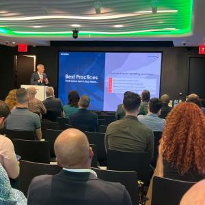 presentation stage with audience 