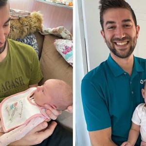 Steve Pribis with new baby