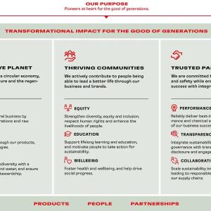 Info graphic. "Our purpose. Transformational impact for the good of generations."