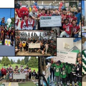 Collage of images of DICK's employees volunteering and posing for group photos