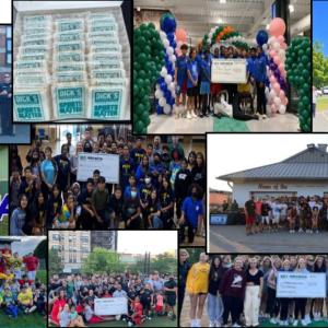 Collage of images of DICK's employees volunteering and posing for group photos