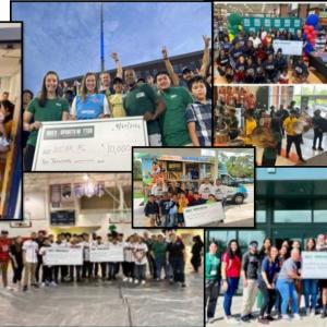 Collage of images of DICK's employees volunteering and posing for group photos