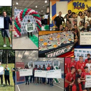 Collage of images of DICK's employees volunteering and posing for group photos