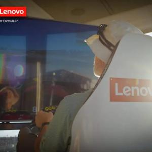 A person trying a driving simulation.