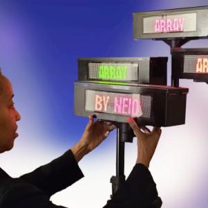 Eben Rey, CEO of NEIO Systems in Los Angeles, CA demo-ing her LED display system.