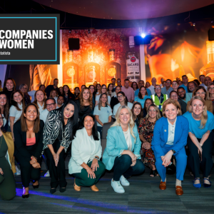 Forbes 2025 Top Companies for Women logo over a group photo