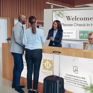 People checking into a hotel