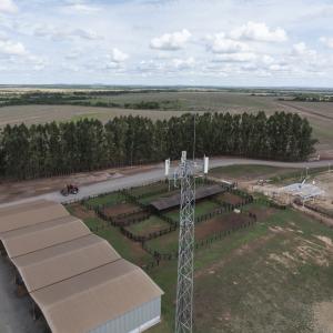 transmission tower in a field