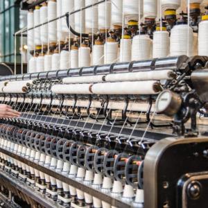 Thread on spools in a factory