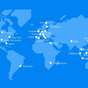World map with highlighted cities where reporting were taken from.