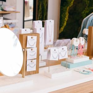 a retail display of jewelry