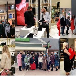 Collage of six photos of teams of people at different retail locations under the tapestry brand