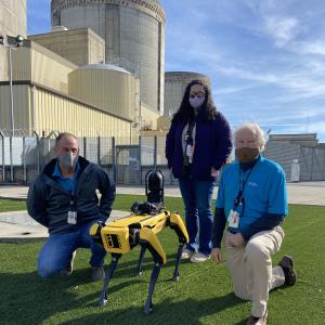 Spot and team at Oconee Nuclear Station, from left, Bobby Leigh, Amanda Stevenson and Bill Meldrum.
