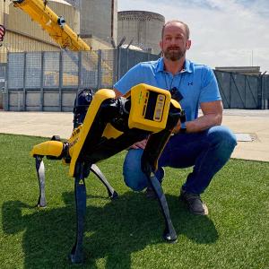 Spot and Duke Energy Radiation Protection Specialist Bobby Leigh at Oconee Nuclear Station.