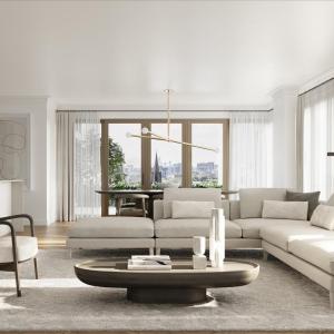 room with beige furnishings