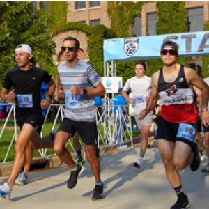 People at the start line of a running race.