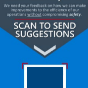 American Airlines Efficiency suggestion QR code "Scan to send suggestions"