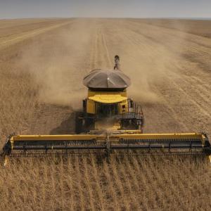 yellow tractor in a golden field