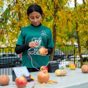 Student doing an experiment