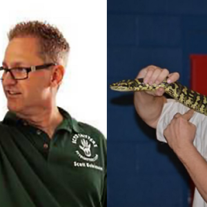 2 Images of Scott Robinson holding snakes