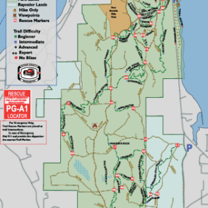map of Port Gamble forest heritage park and legend marking trails and mileage
