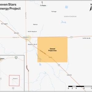 "Seven Stars Energy Project" over a road map and highlighted area.