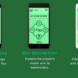 Info graphic showing three screen shots from the sobreviver app