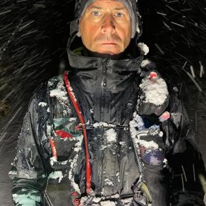 Matt Klein covered in snow