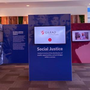 Social justice exhibit with screens