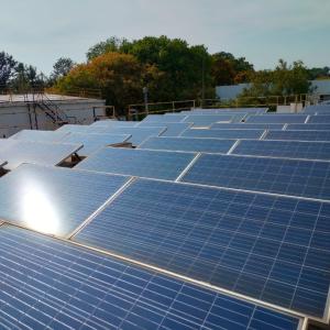 Rows of Solar Panels in Bangalore, India 