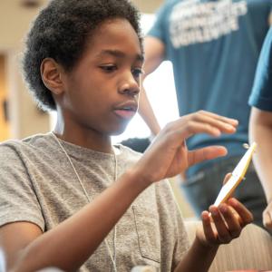 A student working on a project