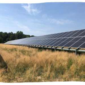 Close up of a row of solar panels.