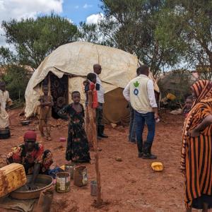 Action Against Hunger team in Baidoa assessing the condition in Tuugsoy displacement camp hours after heavy rains.