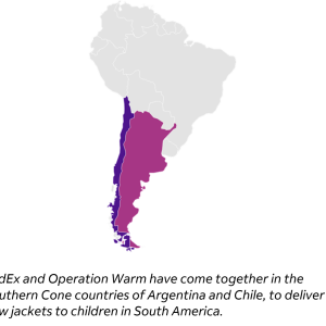 A map of South America with Chile and Argentina highlighted. 