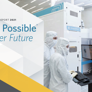 The cover page of the Applied Materials 2021 sustainability report "Make possible a better future"