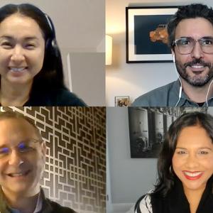 Screenshot of video call, featuring 4 speakers